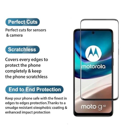 Image of HD Tempered Glass Screen Protector Compatible For Moto G42 5G With Edge To Edge Coverage And Easy Installation Kit