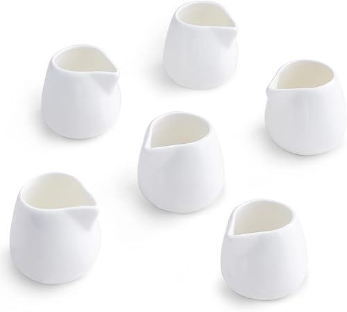 TAMAYKIM Jarras de crema de cerámica de 3 onzas, mini jarra de crema, cremas clásicas de porcelana blanca para café, té, leche, mermelada, salsas,