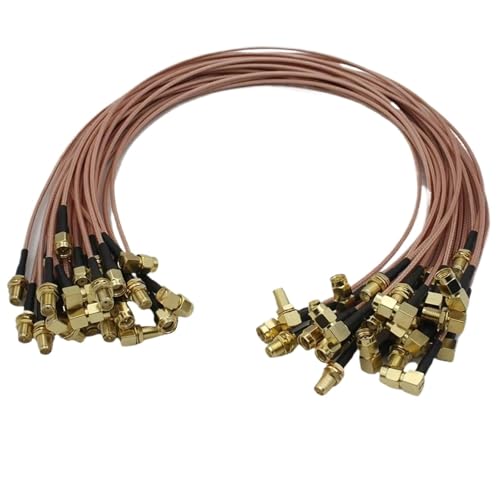 RG316 SMA a SMA/RP SMA macho y hembra Conector coaxial puente Pigtail Cable Terminales de cable (SMA-JW-RP-SMA-J (1 unidad, 35 cm)