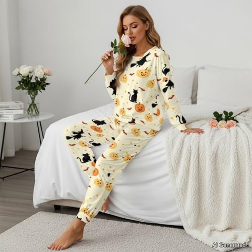 Image of Women's Pajamas Set Soft 2 Piece Loungewear Long Sleeve Pj Set