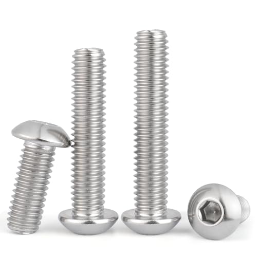 Image of VGBUY 10Pcs 3 /8-16 x 2 Button Head Socket Cap Bolts Screws, 304 Stainless Steel 18-8, Allen Hex Drive, Bright Finish, Fully Threaded, Hex Spanner Included