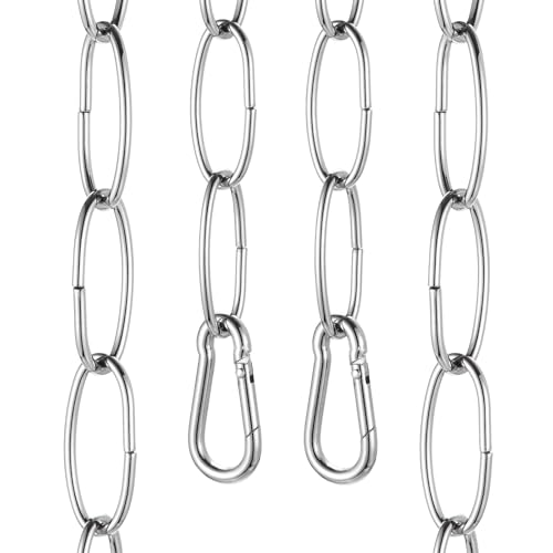 uxcell 3ft Lighting Hanging Chain with 2 Spring Snap Hook Light Silver
