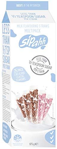 Sipahh Milk Flavoring Straw - 25 Pack - Chocolate and Strawberry - 50% less Sugar than other milk straws