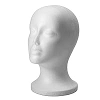 1/2pc Female Styrofoam Foam Mannequin Head Stand Model Display Wig Polystyrene Mannequin Manikin Head Polystyrene Head White Female Display Head Mannequin Head for Wig Hat Headset Sunglasses (White B)