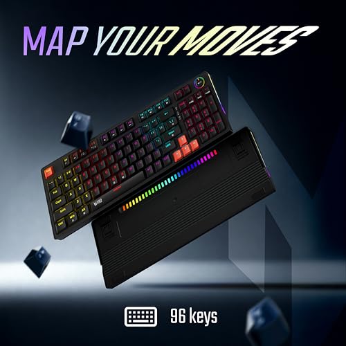Image of acer Nitro G Wired Mechanical Gaming Keyboard | 98% Layout with Multifunction Knob | Red Switches | RGB Flowing Light | Gasket Structure | 96 Keys | Mixed-Color Key Glow | 50M Switch Life
