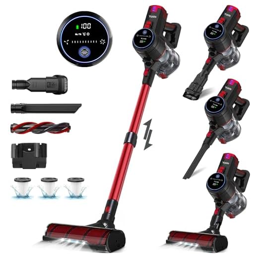 VYKLO Aspirador de Pó Sem Fio V8, Aspirador de Pó Potente, Tempo de Execução de 55 Minutos, Aspirador de Pó Portátil Leve e Sem Fio para Casa, Piso de Madeira, Carpete, Carro, Limpeza de Pêlos de Anim