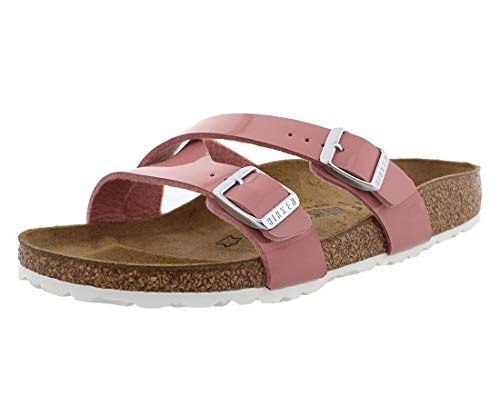 Birkenstock Damen Pantoletten Yao Balance Birko-flor Schwarz Lack Sandalen Rot 37 EU, Old Rose Pat Birkoflor, 37.5 EU