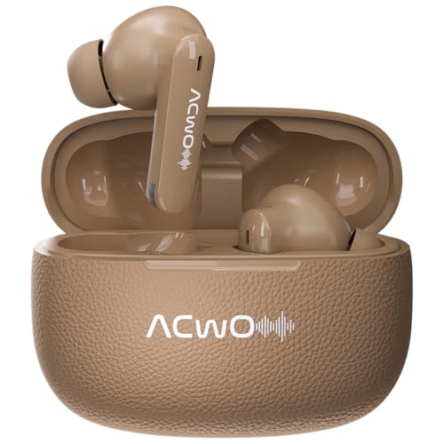 Image of ACwO DwOTS Muze True Wireless Earbuds, in-Built MP3 Player, TF Card Support, Recording Mode, Real-Time Audio Listening, HD Calling, Dual Device Connectivity, TWS Ear Buds with 45Hrs Playtime (Brown)