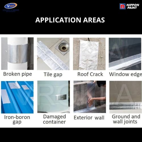 Nippon Paint VT-42210010M Self-Adhesive UltraBand Butyl Flashing Tape (100mmx10M, 1.2mm thick)-Premium Super strong Waterproof Sealing Tape for Roof Leaks & Repairs with UV Resistance 2