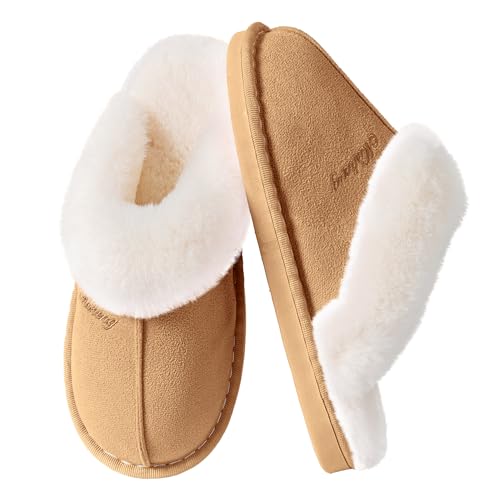 Women's Fluffy Memory Foam House Slippers - Non-slip Indoor/Outdoor
