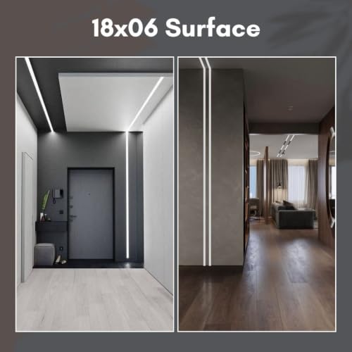 Image of Lighting (18x6mm) LED Strip Light 1Meter Black Aluminium Rectangular Surface Profile Light Channels with Diffused, Black End Caps and Mounting Clips Without LED Straight Linear (3)
