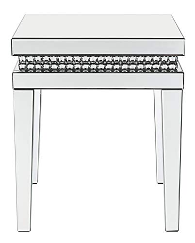 Acme Furniture Lotus End Table, Mirrored & Faux Crystals Inlay #TOP1
