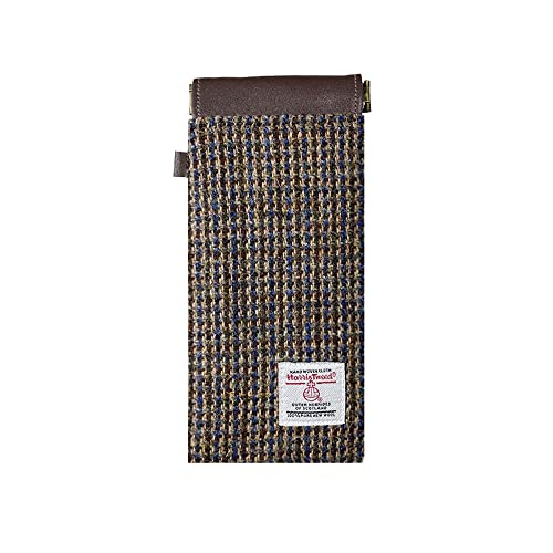 Image of TAILORMAP Harris Tweed Squeeze Leather Sunglasses Pouch Spring Storage Glasses Pouch Holder