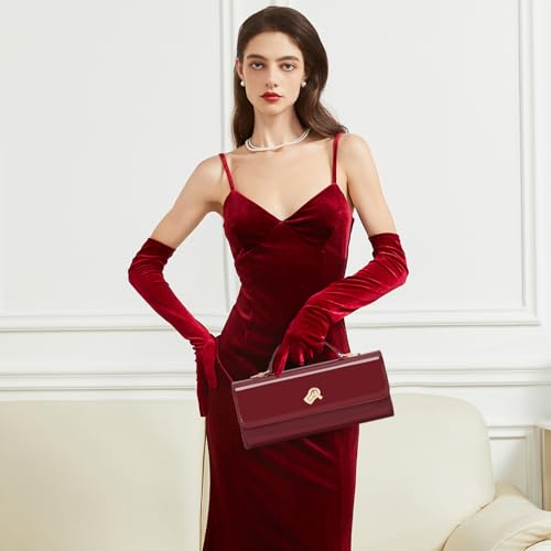 Image of BRYCTSISEN Women Metallic PU Leather Evening Clutch Purse Handbag Crossbody Shoulder Bag Square Box Bag Chic Handbag