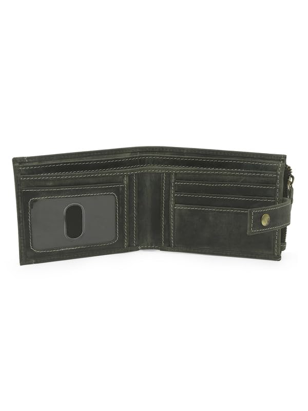 Image of TEAKWOOD LEATHERS Men's Two Fold Zipper Leather Wallet | Leather Men Wallet (Olive)
