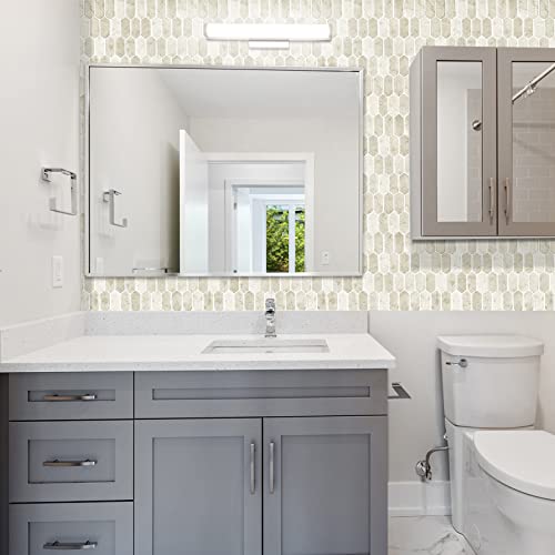Waldecoo Long Hexagon Tiles Peel And Stick Backsplash For Kitchen, 10-Sheet Stick On Tiles Kitchen Backsplash, Beige Marble Peel And Stick Wall Tiles（12''×12''） #TOP7