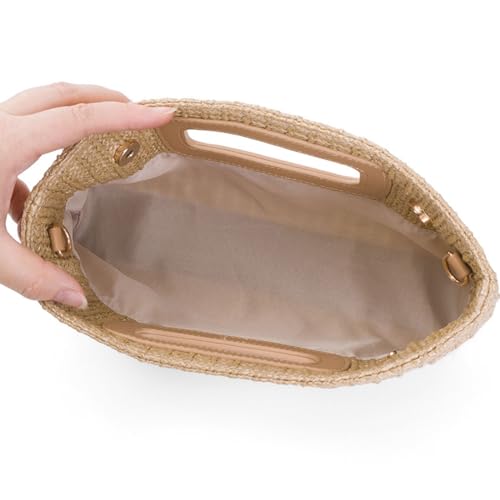 Image of Women Top Handle Handbag Chain Crossbody Bag 2026 Summer Raffia Straw Clutch Beach Vacation Evening Square Purse