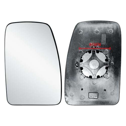Side Door Wing Mirror Replacement Glass 85mm Driver Right Side O/S Heated with Back Plate for Renault Master Vauxhall Movano Nissan NV400 Interstar 2010-2024