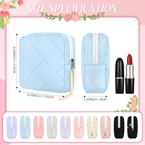 Image of Likesing Period Bag Pouch, Quilted Cotton Tampon Holder for Purse-Blue | Quilted Period Pouches for Teen Girls, Women Portable Sanitary Napkin Storage Bag, Feminine Sanitary Bags Emergency Pad Pouch