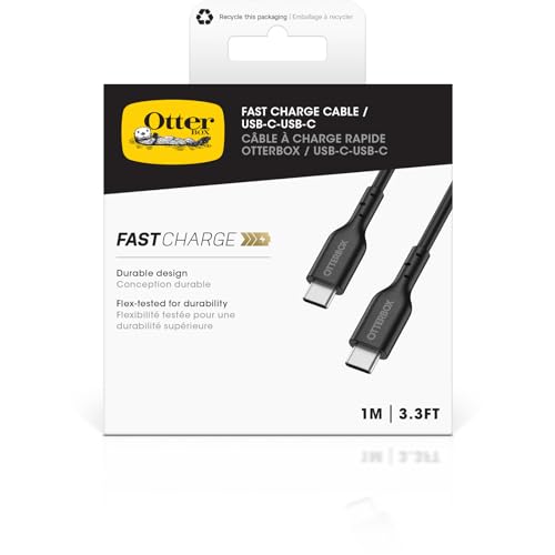 OtterBox Standard USB-C to USB-C PD Fast Charge Cable, Flex Tested and Durable, Fast Charging Cable for Smartphone and Tablet 1M, Black - Image 3