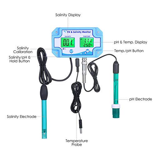 Moniteur de qualité de l'eau 3-en-1 PH salinité Temp HUIOP - 8