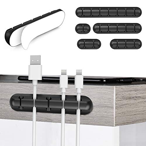 5 Packs Cable Clips Cord Management Organizer, Adhesive Hooks, Wire Cord Holder for Power Cords and Charging Accessory Cables, Mouse Cable, PC, Office and Home