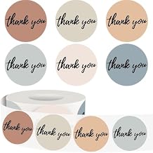 500Pcs Thank You Stickers Roll Bold Font, 1.5 Inch Morandi Boho Style Thank You Stickers for Small Business, Round Self-Adhesive & Waterproof Labels for Packaging, Orders, Envelopes, Gift Wrap