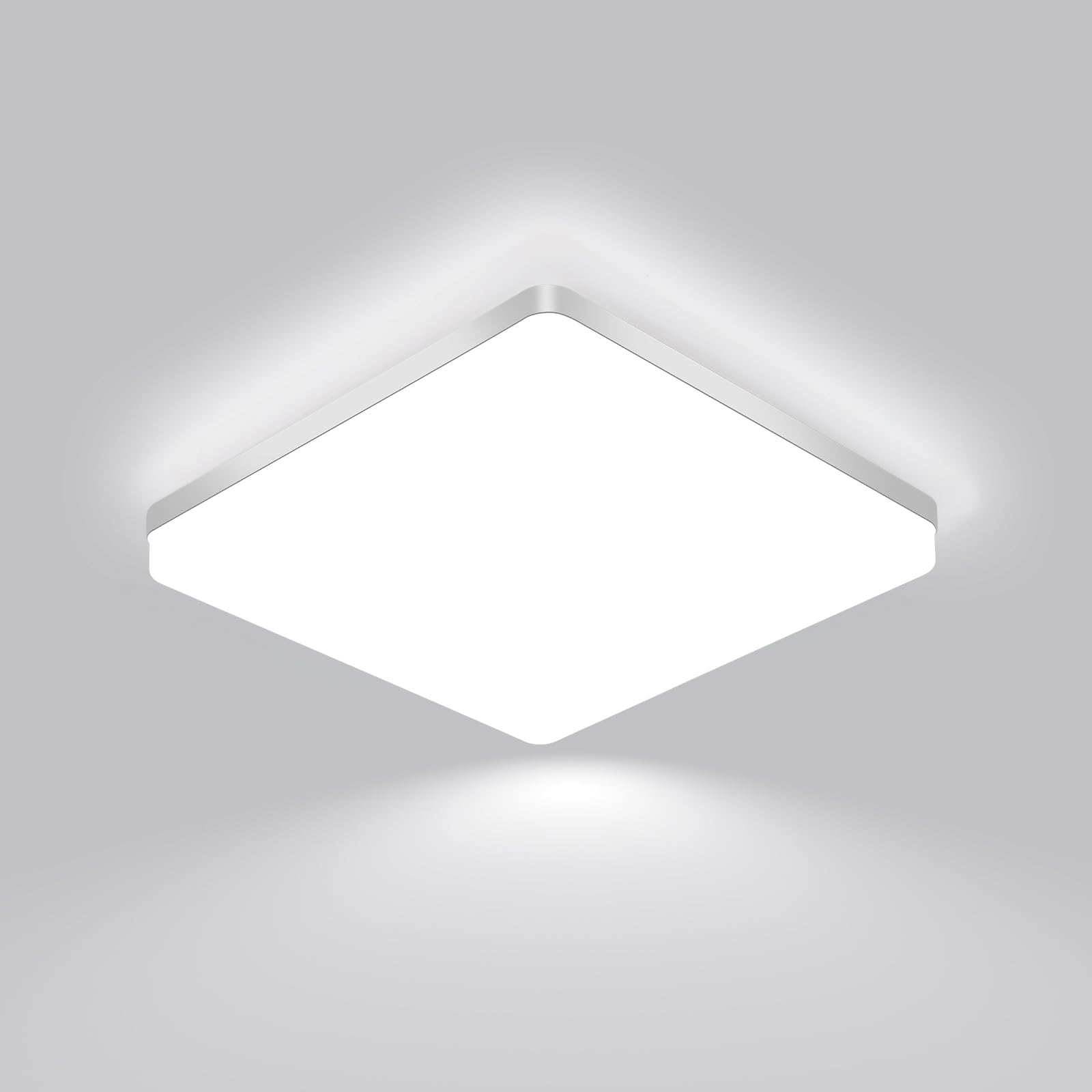 Comely Lámpara de techo LED, 48W blanco frío 6500K 5760LM, lámpara de techo LED blanco plano, ip54 impermeable, ahorro de energía, adecuada para baño, cocina, oficina, pasillo, Sala de estar,Ø30*4cm
