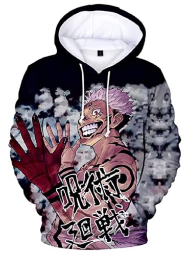Anime Jujutsu Kaisen Sudadera con capucha unisex de manga larga 3D Sudadera con cordón (B5, niño 120) Cover