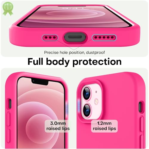 Image of LOVE 3000 Designed for iPhone 12 Case /iPhone 12 Pro Case, Premium Silicone with [Soft Anti-Scratch Microfiber Lining] Shockproof Protective Phone Case for Men Women Girls 6.1 inch, Hot Pink