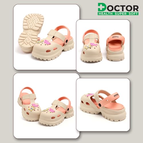 Image of DOCTOR HEALTH SUPER SOFT Stylish and Light Weight & Waterproof Anti Skid Women Clogs with Cushioned Footwear || Comfortable with Adjustable Back Strap Women Clog Everyday Wear