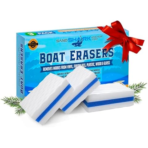 SandShark Premium Boat Scuff Erasers | Magic Eraser Sponge, Boating Accessories Gifts for Cleaning Must Have Pontoon Boat Accessories, Cleaner Gadgets For Men or women, Hull Cleaner Vinyl Seat Cleaner Cover