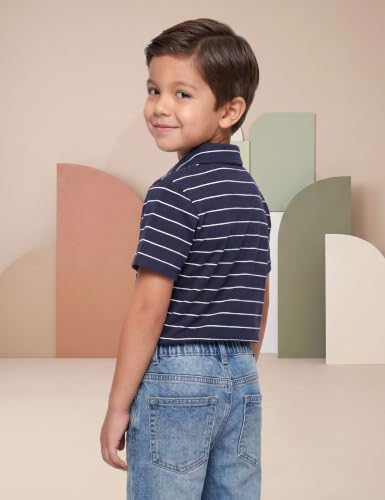 Image of Amazon Brand - Symbol Boys Soft Cotton Rich Jersey Striped Polo Shirt