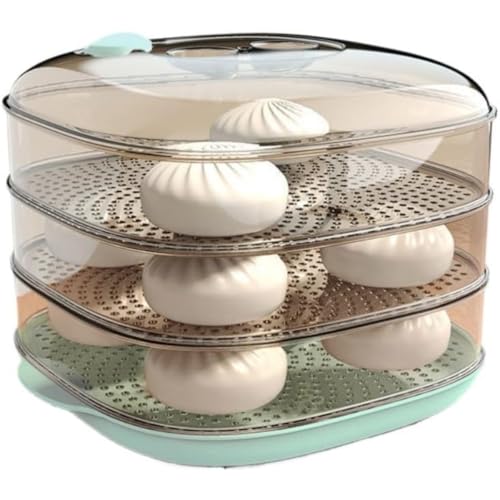 Wyazziv おんやさい 肉まん 電子 電気 肉まん で蒸し器 中華まん プラスチック 野菜 鍋 蓋付きキッチン用 (3階,blue)