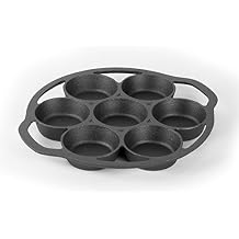 Commercial CHEF Biscuit Pan, Pre-Seasoned Cast Iron, Seven 3.5 Diameter Sections For Muffins & Scones, Works on All Cooktops Including Induction, Outdoor Cookware for Grills, CHCI4129