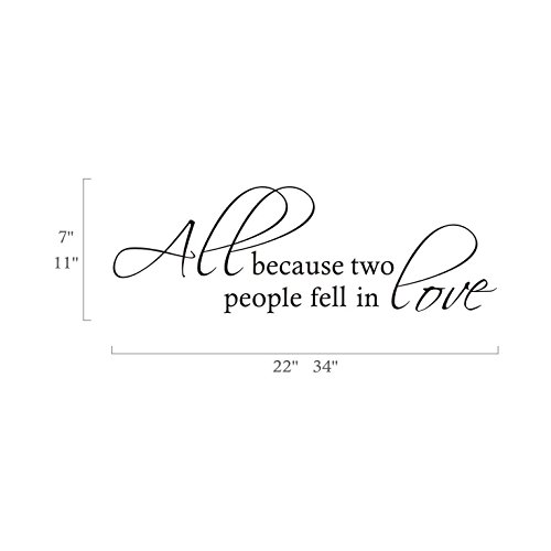 Picture Wall Decals Bedroom Love Quote Art Lettering Saying Sticker Wedding Decor , All Because Two People Fell In Love #TOP4