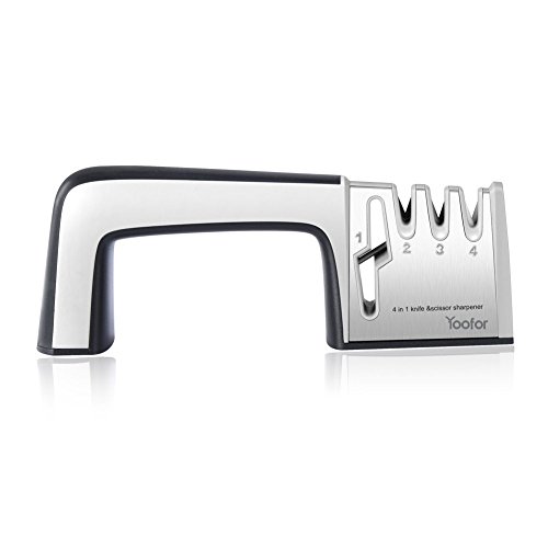Yoofor Knife Sharpener Scissor Professional 4-In-1 Steel Kitchen Manual System