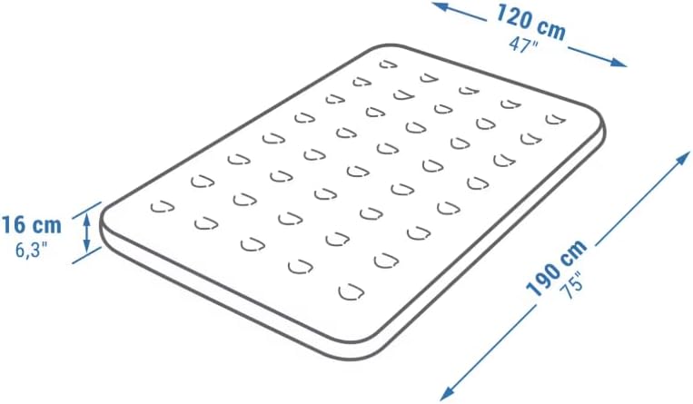 Decathlon Quechua 8561149 Inflatable Camping Mattress – 190 cm x 120 cm x 16 cm – for 2 People