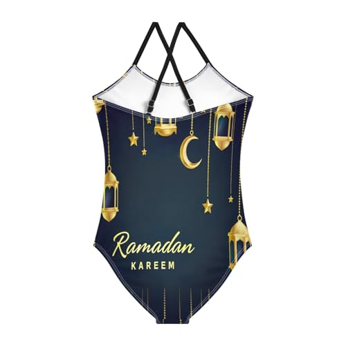 Girl Bathing Suits Beach Swimsuit Girls 3-10 Y with Adjustable Shoulder Strap, Golden Ramadan Lanterns2