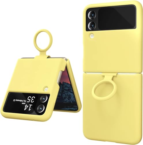 Image of MIDOS Back Cover Compatible with Samsung Z Flip 3 Silicone Case Full Protection Shock Proof Case for Samsung Galaxy Z Flip 3 (Yellow)