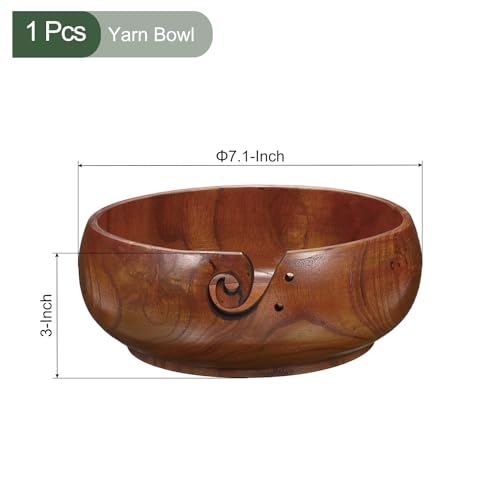 Image of YOKIVE Wooden Yarn Bowls for Crochet Bamboo Yarn Knitting Bowl for Mother Grandma Women Lover, 7.1 inch x 3 inch