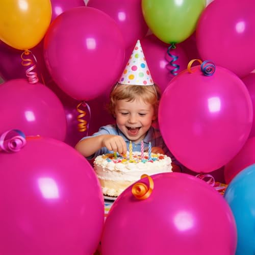 Image of 32Pcs Hot Pink Big Balloons 18 Inch, Round Large Latex Party Balloons for Birthday Wedding Decorations.