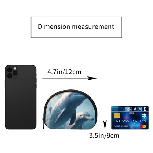 Portable Coin Purse Dolphins-Underwater Mini Zippered Money Pouch Card Holder2