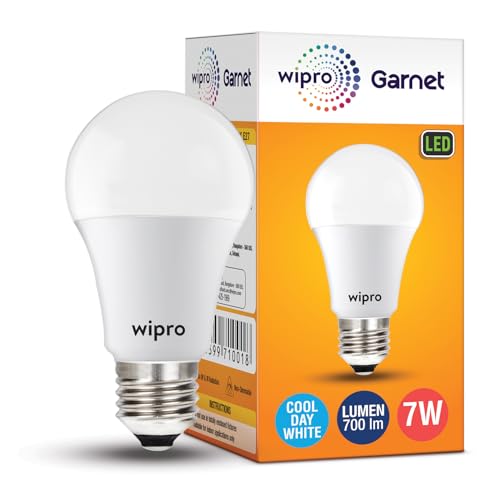 wipro Garnet 7W LED Bulb for Home & Office |Cool Day White (6500K) | E27 Base|220 degree Light coverage |4Kv Surge Protection |400V High Voltage Protection |Energy Efficient | Pack of 2 5 41IdtlSu7CL