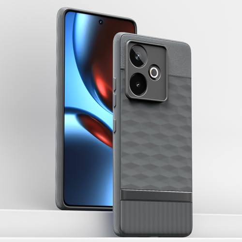 Image of Pikkme Back Cover for Realme GT 7 5G / GT 7T 5G Soft Grip 3D Hexa Cube Texture Silicone Bumper Case (Grey)