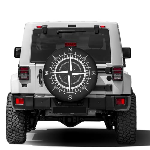 Image of Delerain Spare Tire Cover Compass Black Wheel Covers Waterproof Dust-Proof UV Sun Universal Fit for Trailer RV SUV Truck and Many Vehicle (17 Inch for Diameter 31 inch-33 inch)