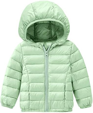 Baby Candy Colour Lightweight Down Jacket Boys Girls Winter Puffer Coat Windproof Solid Hoodie Down Jacket 5-6X Light Green