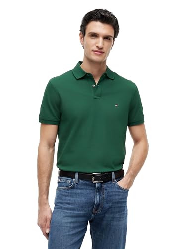 Image of Tommy Hilfiger Men's Short Sleeve Polo Shirts in Regular Fit With Stretch and Organic Pique Cotton