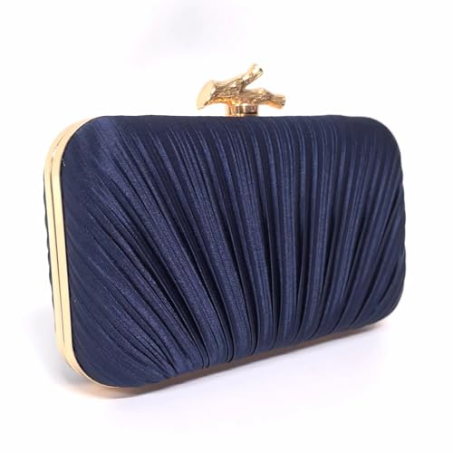 Image of MR Clutch Purses for Women Pleated Evening Clutch Wedding Purse with Chain | Pleated Satin Clutch Purse, Womens Evening Bag Shoulder Crossbody Purse Wedding Clutch for Wedding Prom Party