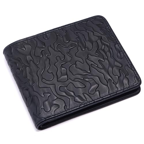 Black Laser Printed Designer Leather Wallet for Men | Extra Capacity Slim Bifold Wallet with 2 Multipurpose pocket, 8 credit card Slots | Ultra Strong Stitching | Gift for Him (Printed, Jet Black)3